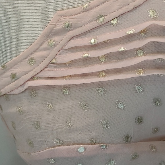 Doe & Rae sheer pink blouse with silver polkadot.  Size small. BOHEMIAN style.‎ - Picture 3 of 7